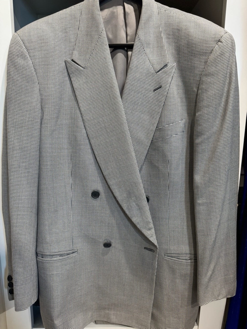 Giorgio Armani Double-Breasted Checked Blazer in Gray